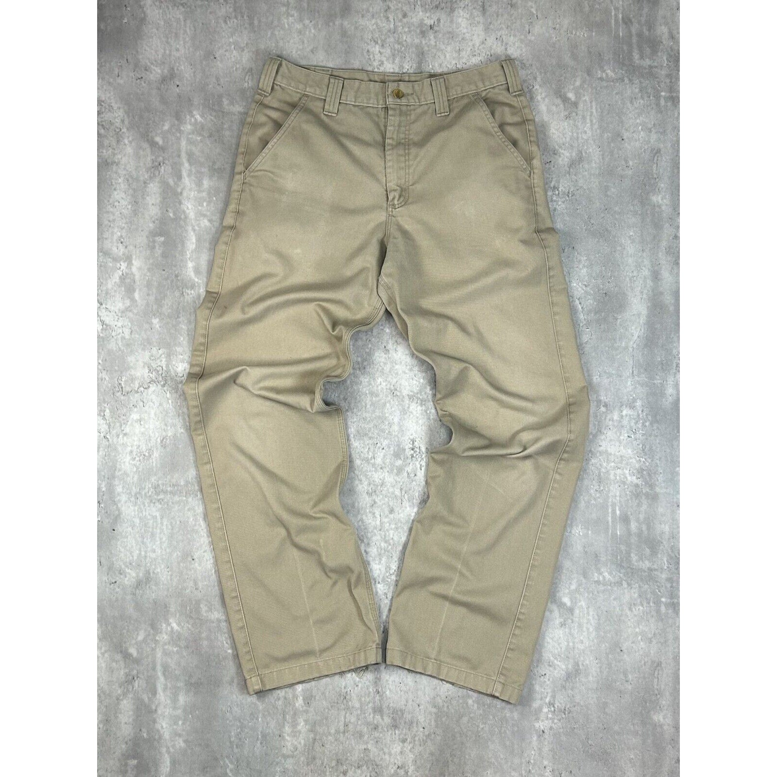 Vintage Carhartt Blended Twill Workwear Trouser Style Pants Size 34 Beige