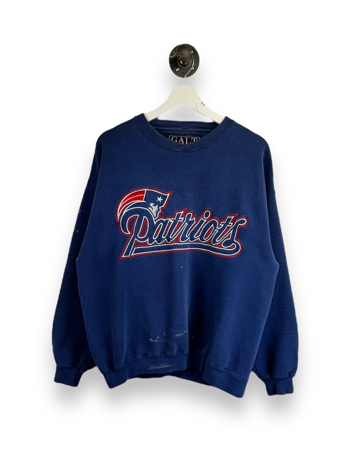 Vintage 90s New England Patriot NFL Embroidered Spellout Sweatshirt Size Large