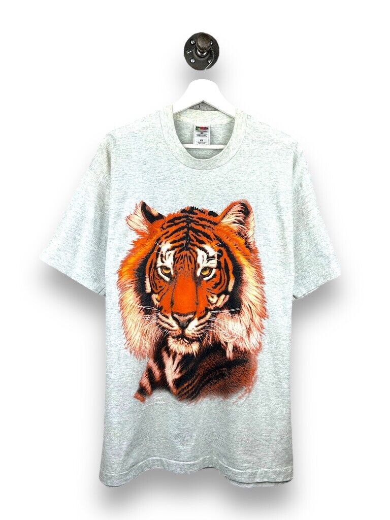 Vintage 90s Metro Toronto Zoo Tiger Big Face Graphic T-Shirt Size XL Gray