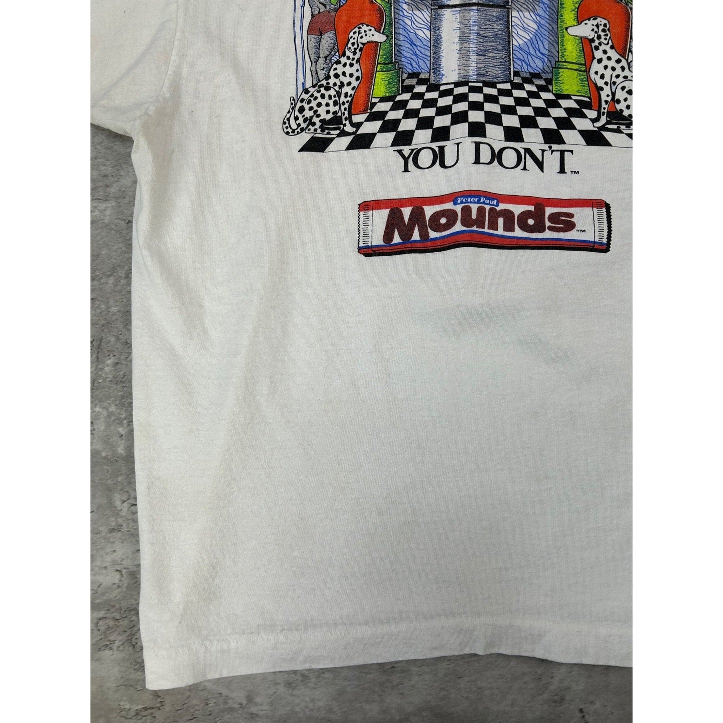 Vintage 1991 Almond Joy Sometimes You Feel Like A Nut Cartoon T-Shirt Size XL