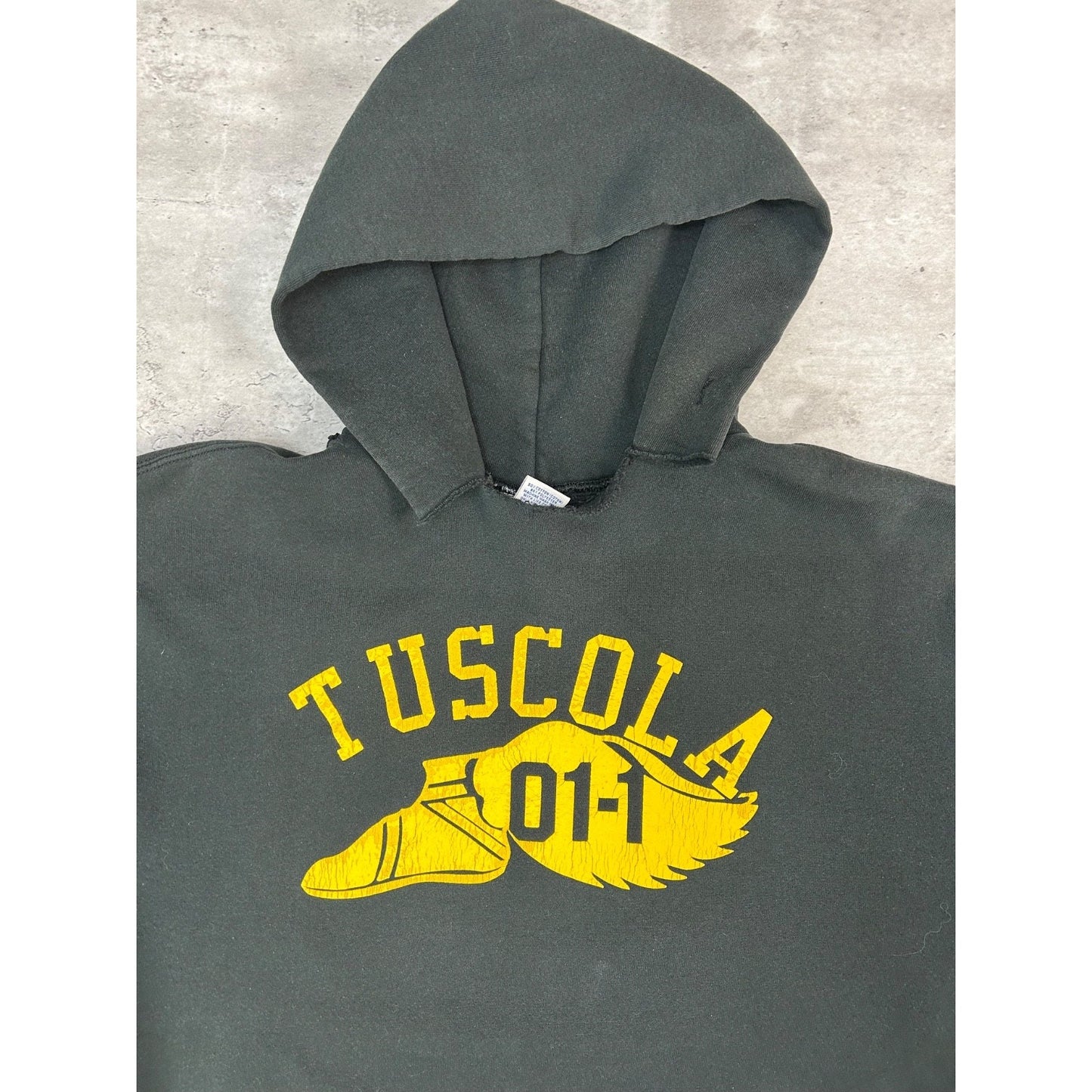Vintage 90s Tuscola 01-1 Wingfoot Graphic Hooded Collegiate Sweatshirt Sz Large