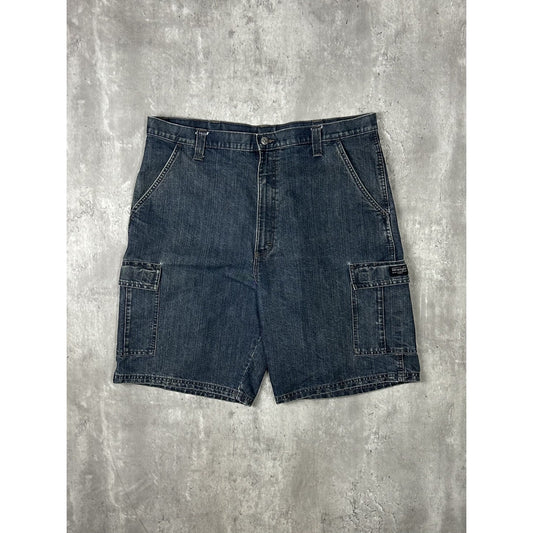 Vintage Wrangler Dark Wash Denim Cargo Shorts Size 40 Blue