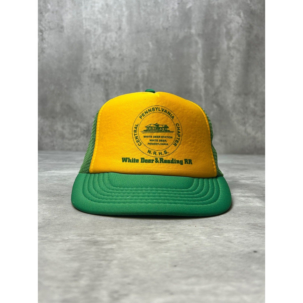 Vintage 90s White Deer & Reading RR Destination Trucker Snapback Hat OSFA