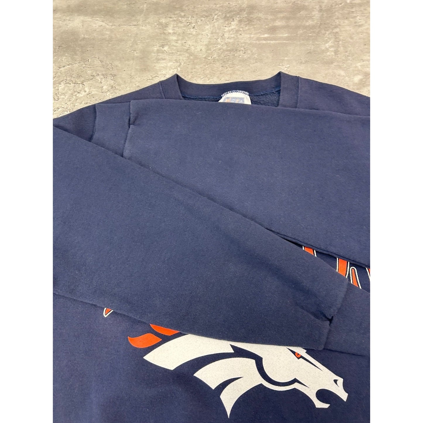 Vintage 90s Denver Broncos NFL Big Graphic Spellout Football Sweatshirt Sz Large