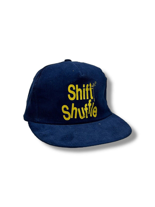 Vintage Shift Shuffle Spell Out Corduroy Snapback Hat OSFA Navy Blue