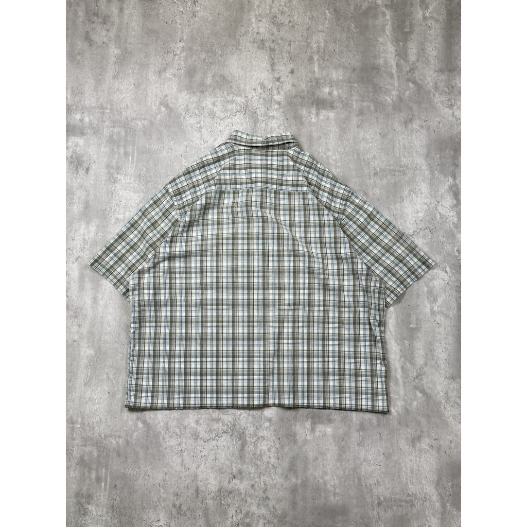 Vintage Nautica Single Pocket Plaid Cropped Button Up Shirt Size XL