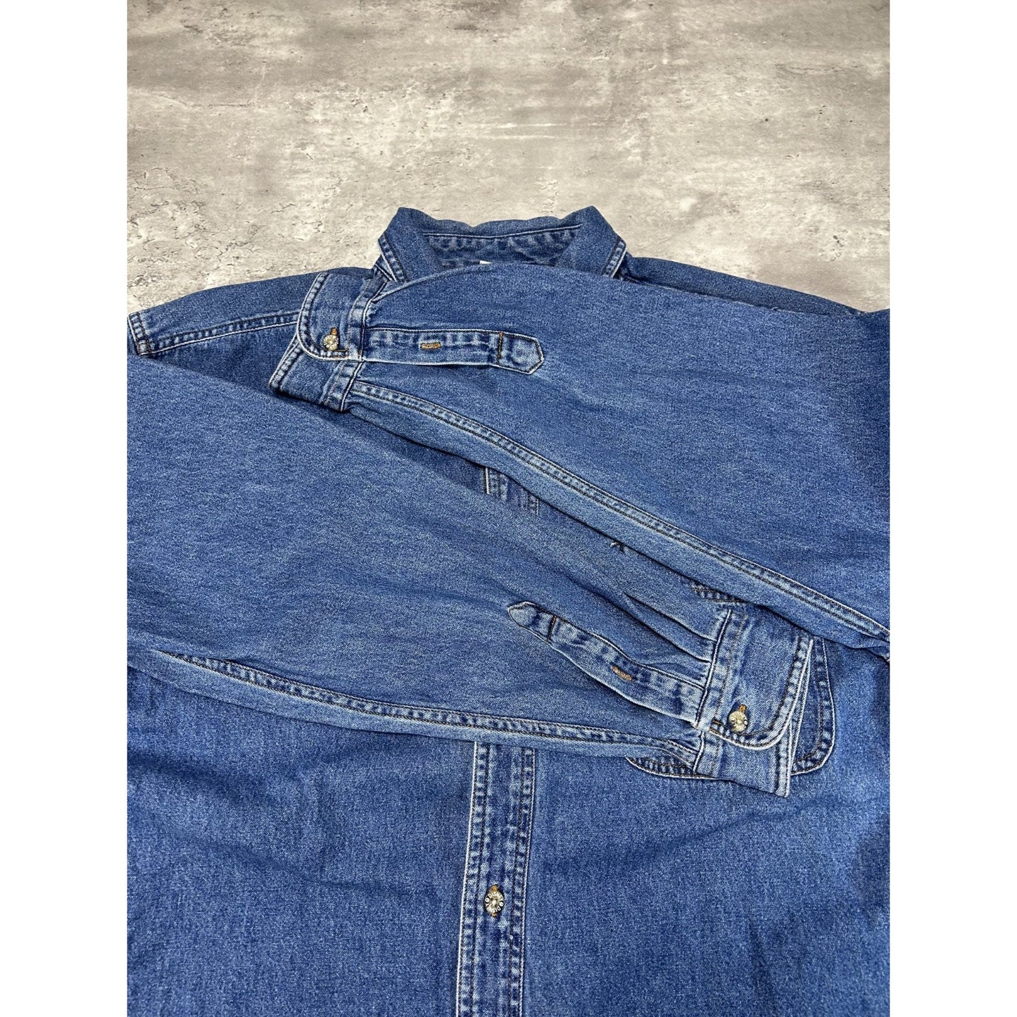 VTG 90s Disney Seven Dwarves Dark Wash Denim Long Sleeve Button Up Shirt Large