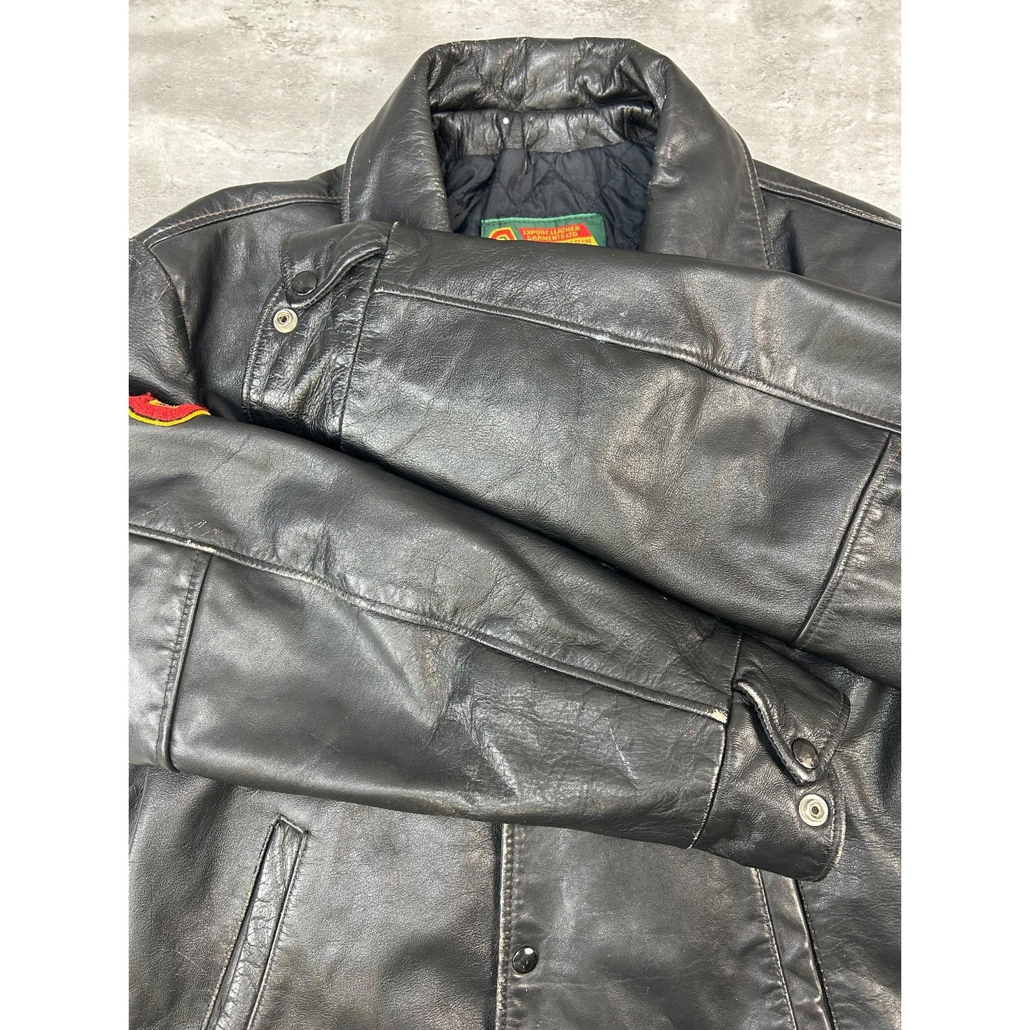 Vintage 1988 University Of Guelph Collegiate Leather Bomber Jacket Size Large