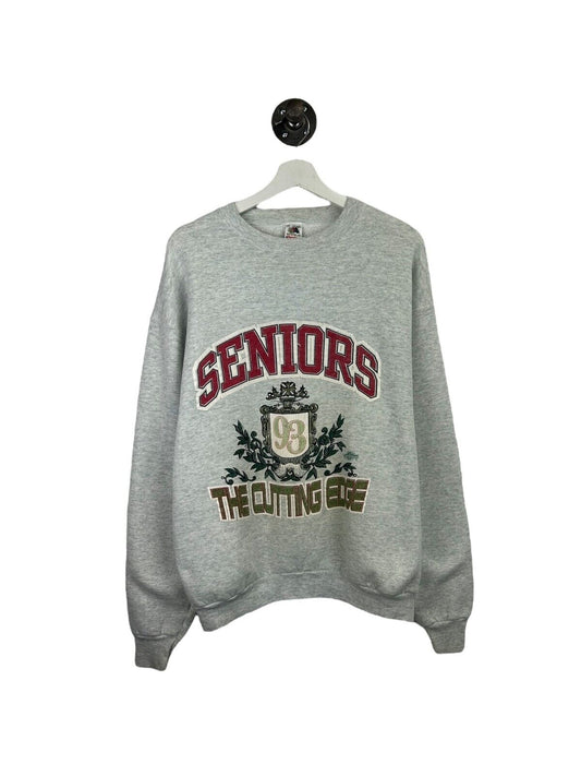 Vintage 1992 Seniors the Cutting Edge Collegiate Crest Style Sweatshirt Size XL