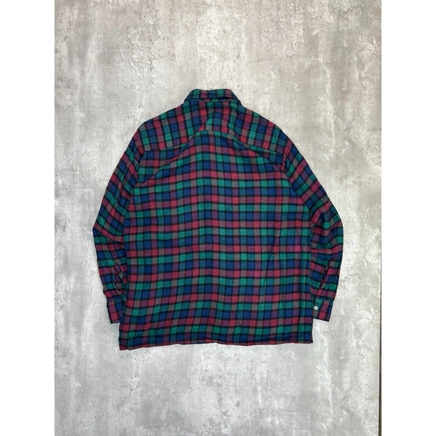 Vintage 90s Van Heusen Plaid Double Pocket Long Sleeve Button Up Shirt Sz Large