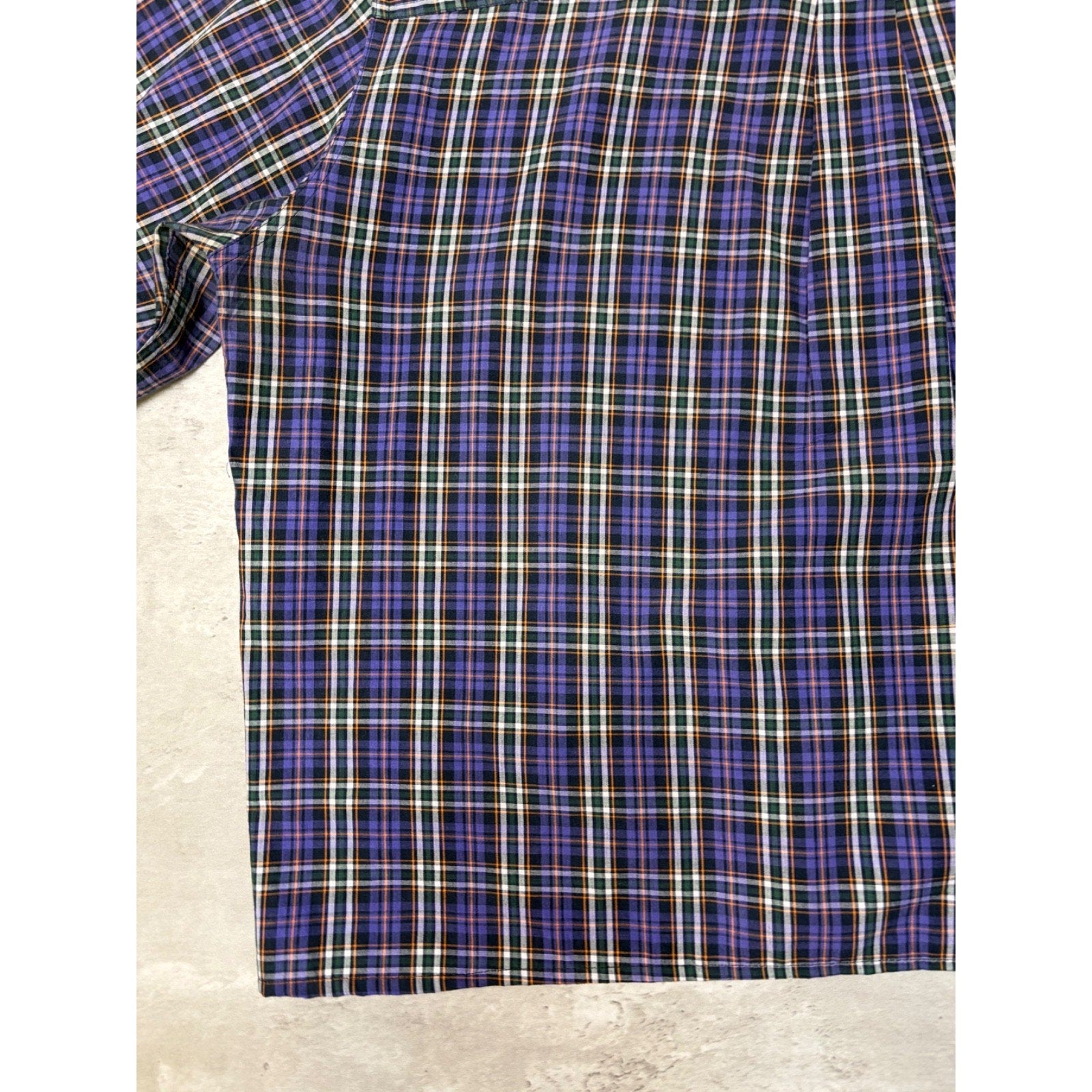 Vintage Chaps Embroidered Crest Plaid Cropped Button Up Shirt Size XL