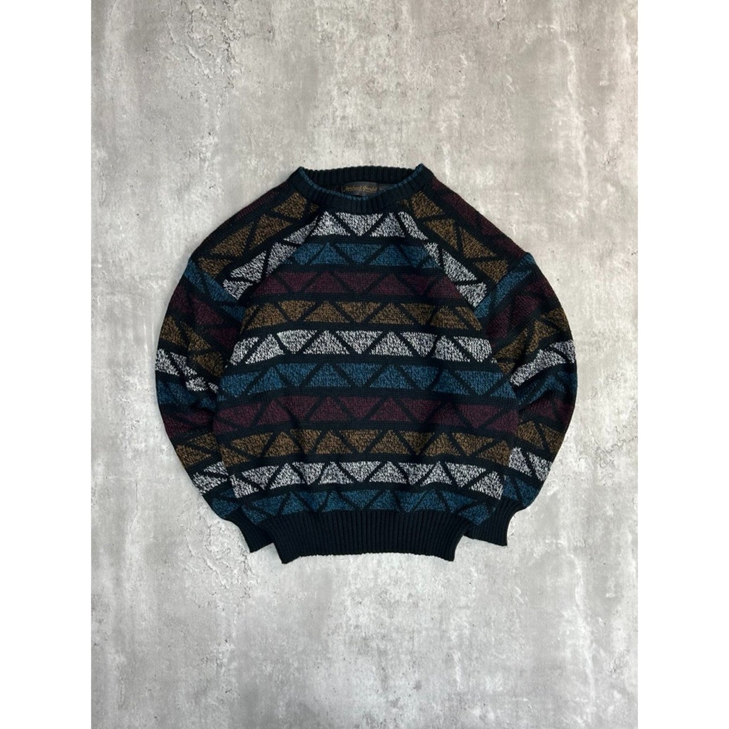 Vintage 90s Michael Gerard Diamond Striped Knit Sweater Size Large