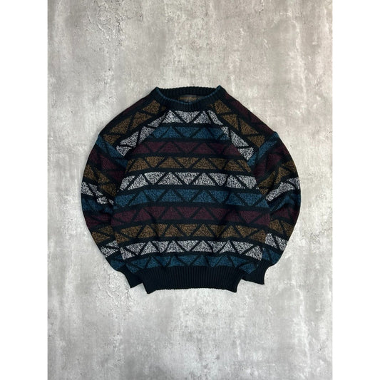 Vintage 90s Michael Gerard Diamond Striped Knit Sweater Size Large
