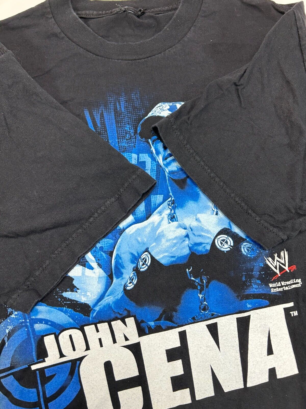 WWE John Cena Hustle Loyalty Respect Wrestling Graphic T-Shirt Size Medium Black