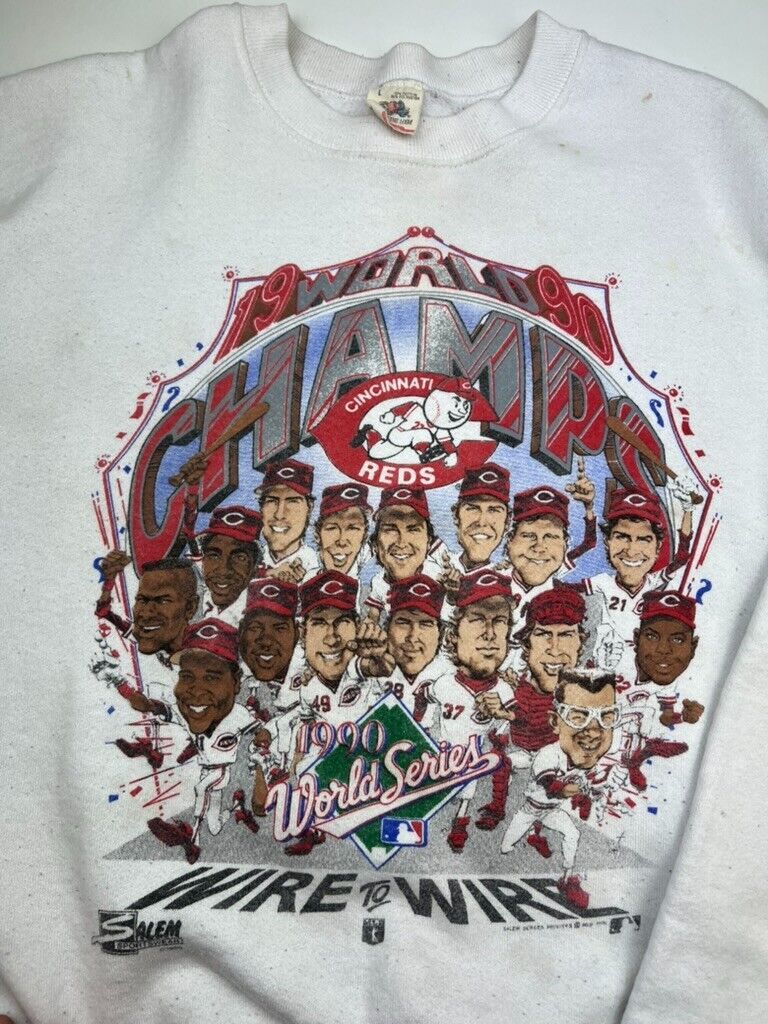 Vintage 1990 Cincinnati Reds MLB World Series Champs Caricature Sweatshirt Large