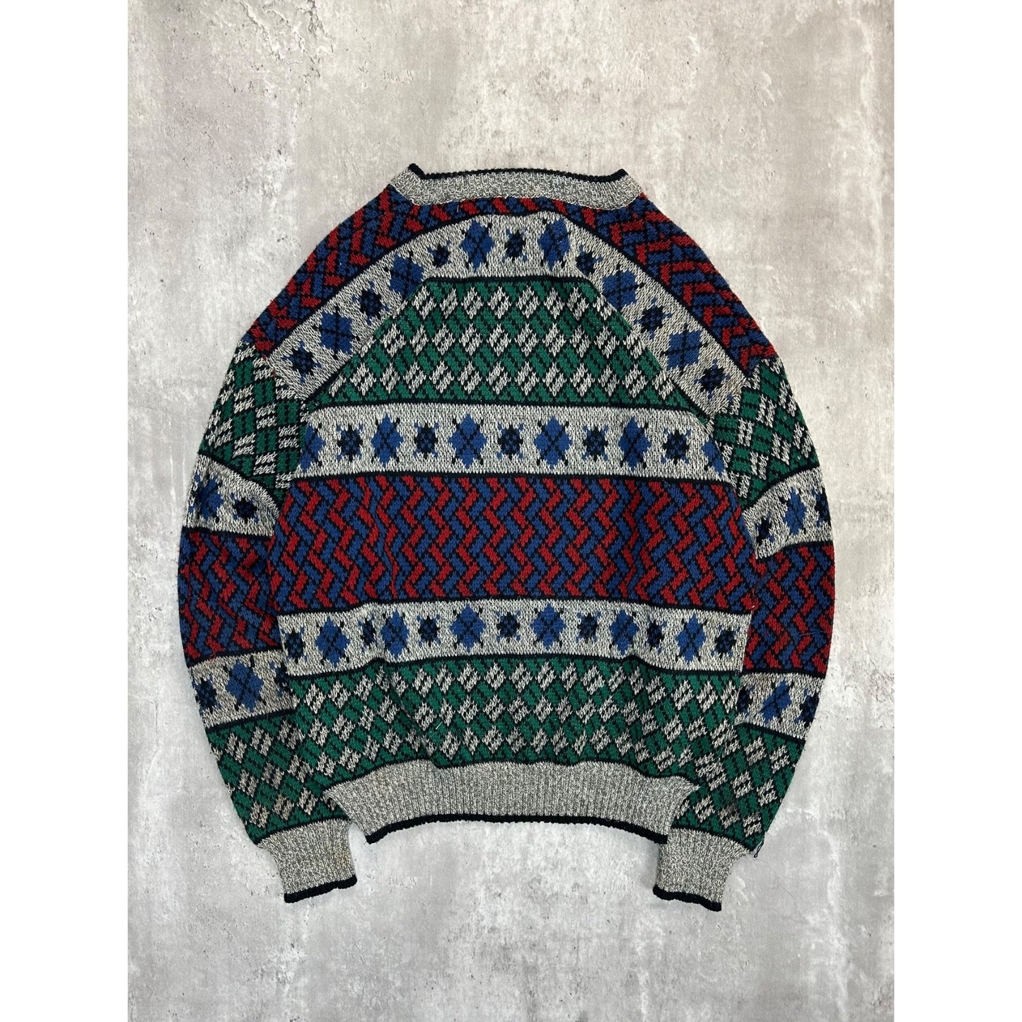 Vintage 90s Van Heusen Hennessy Abstract Patter Knit Sweater Size LT