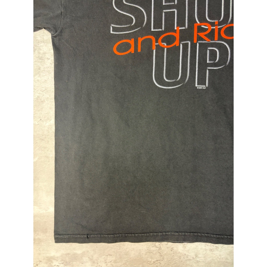 Vintage 2001 Harley Davidson Shut Up And Ride Spellout Graphic T-Shirt Sz Large