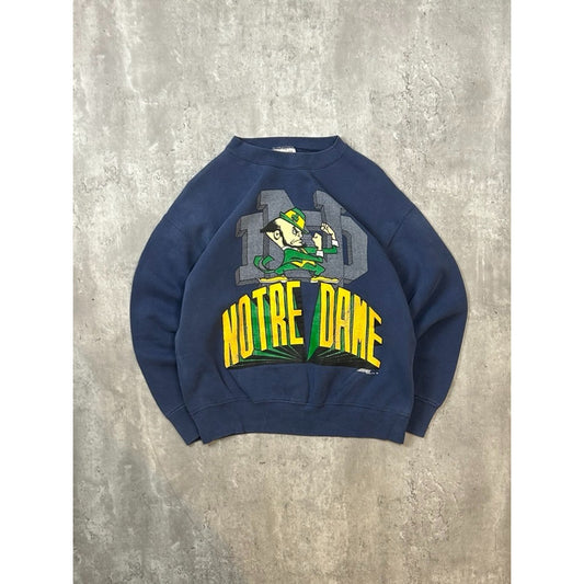 Vintage 1991 Notre Dame Fighting Irish NCAA Spellout Logo Graphic Sweatshirt Med