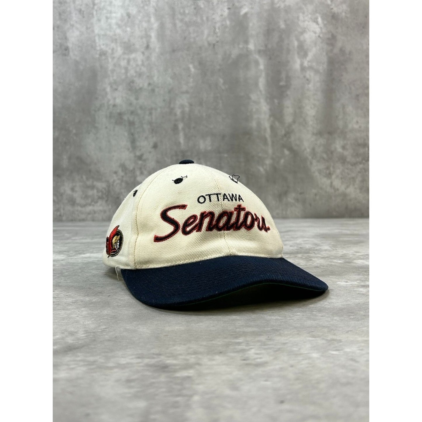 Vintage 90s Ottawa Senators NHL Sports Specialties Script Snapback Hat OSFA