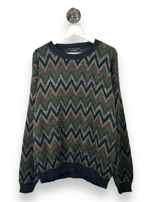 Vintage Protege Collection Earth Tone Abstract Print Knit Sweater Size Medium