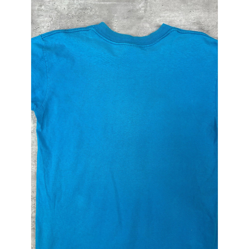 Vintage 90s Hummingbird Flower Nature Graphic T-Shirt Size Large Blue