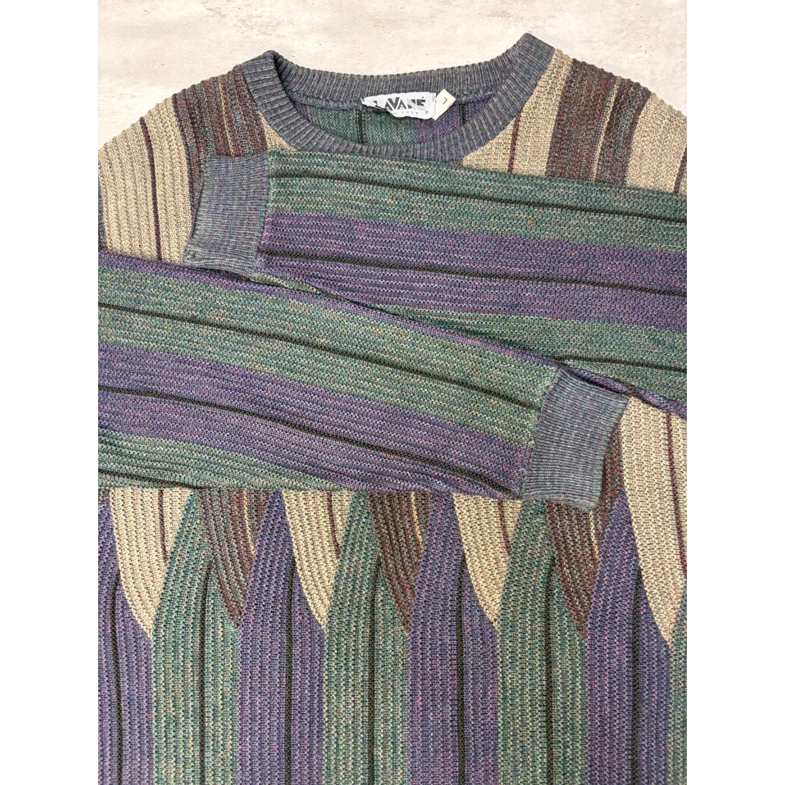 Vintage 90s Abstract Striped Pullover Knit Sweater Size Large