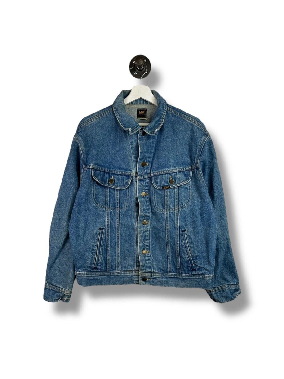 Vintage 90s Lee Medium Wash Denim Trucker Jacket Size 44 Medium