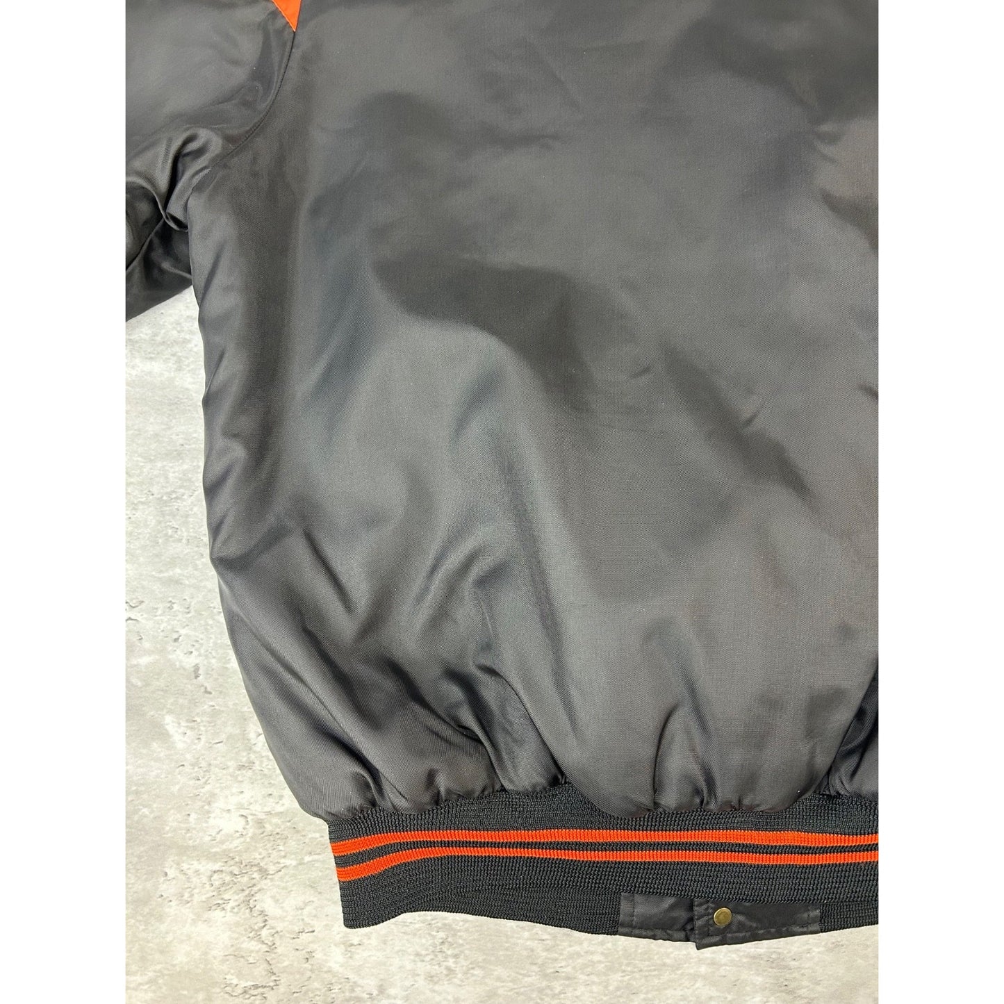 Vintage 80s NHL Embroidered Patch Hockey Bomber Jacket Size Large Black