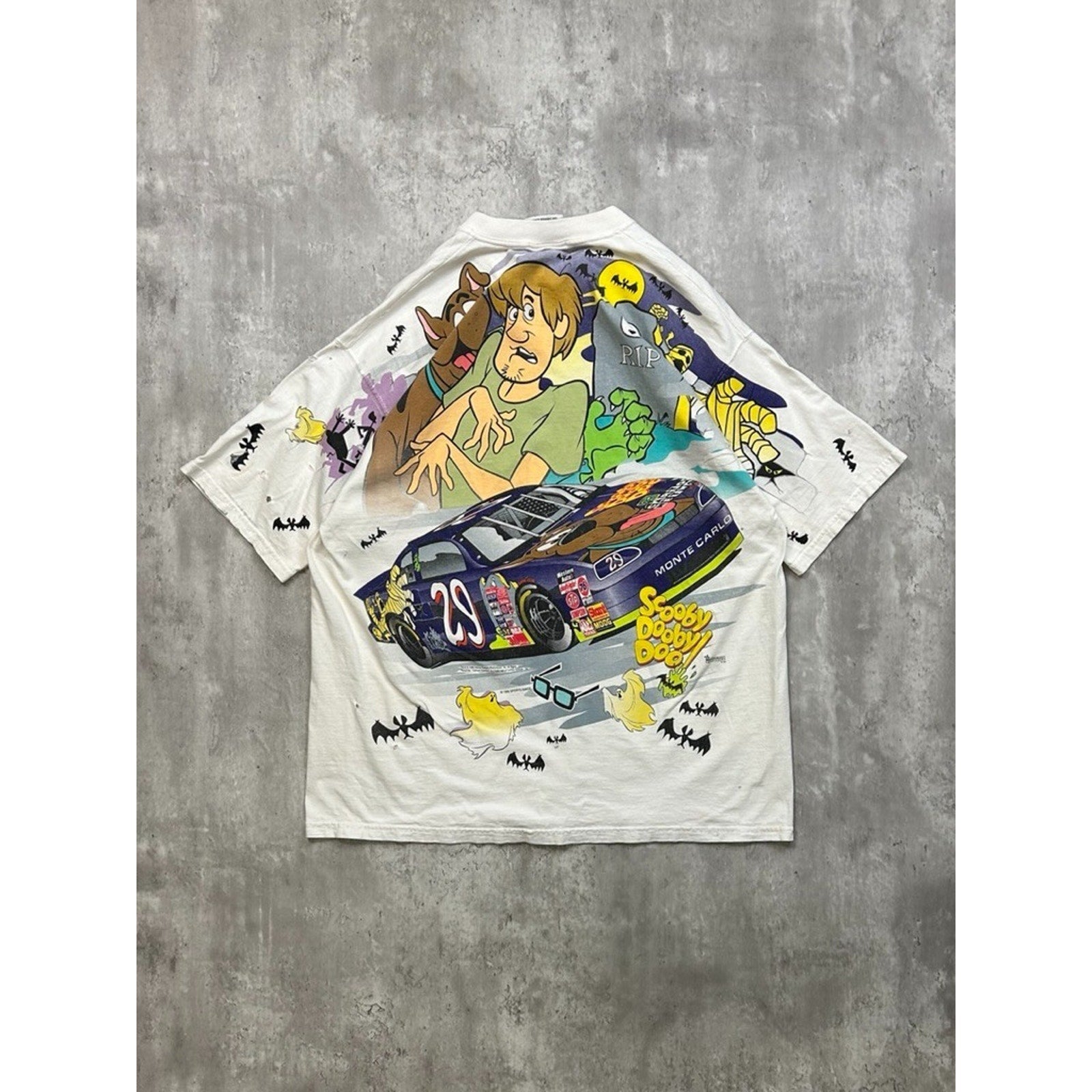 Vintage 1996 Scooby Doo Nascar Wacky Racing All Over Print T-Shirt Size XL