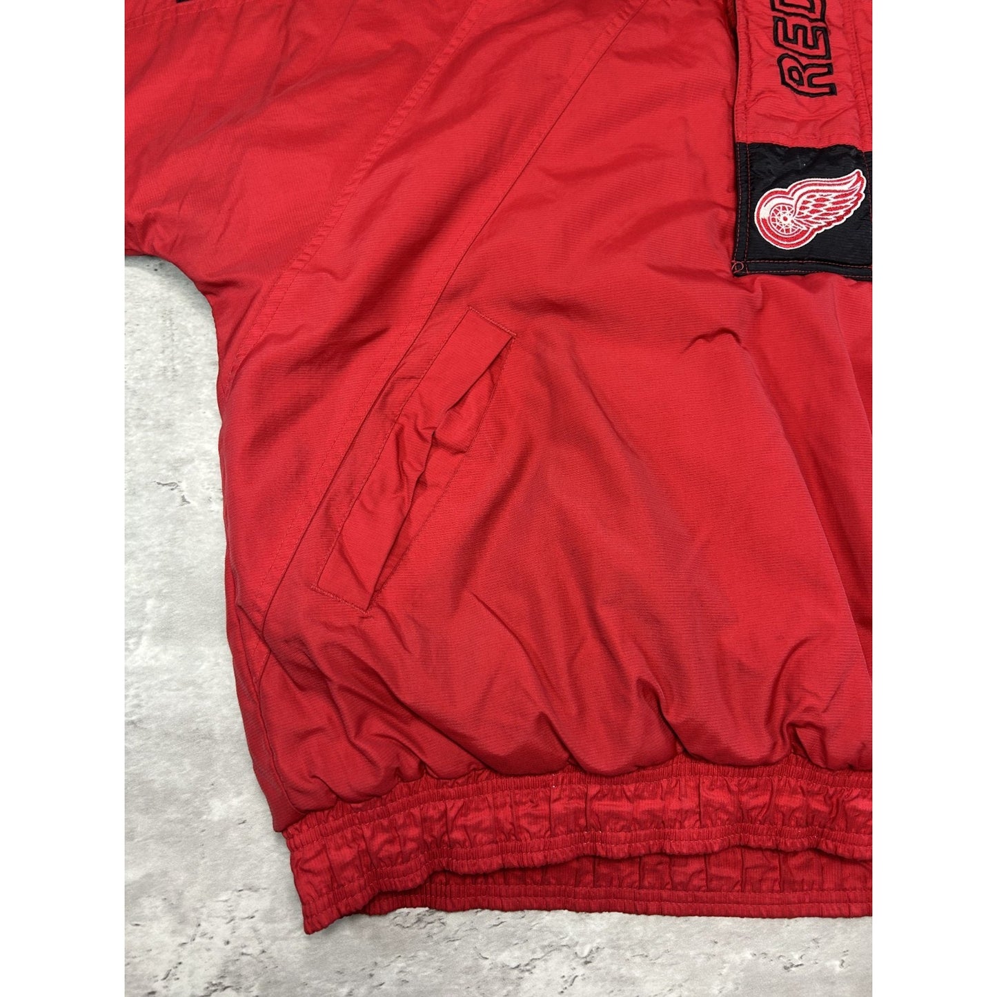 Vintage 90s Detroit Red Wings NHL 1/2 Zip Insulated Starter Jacket Size Large
