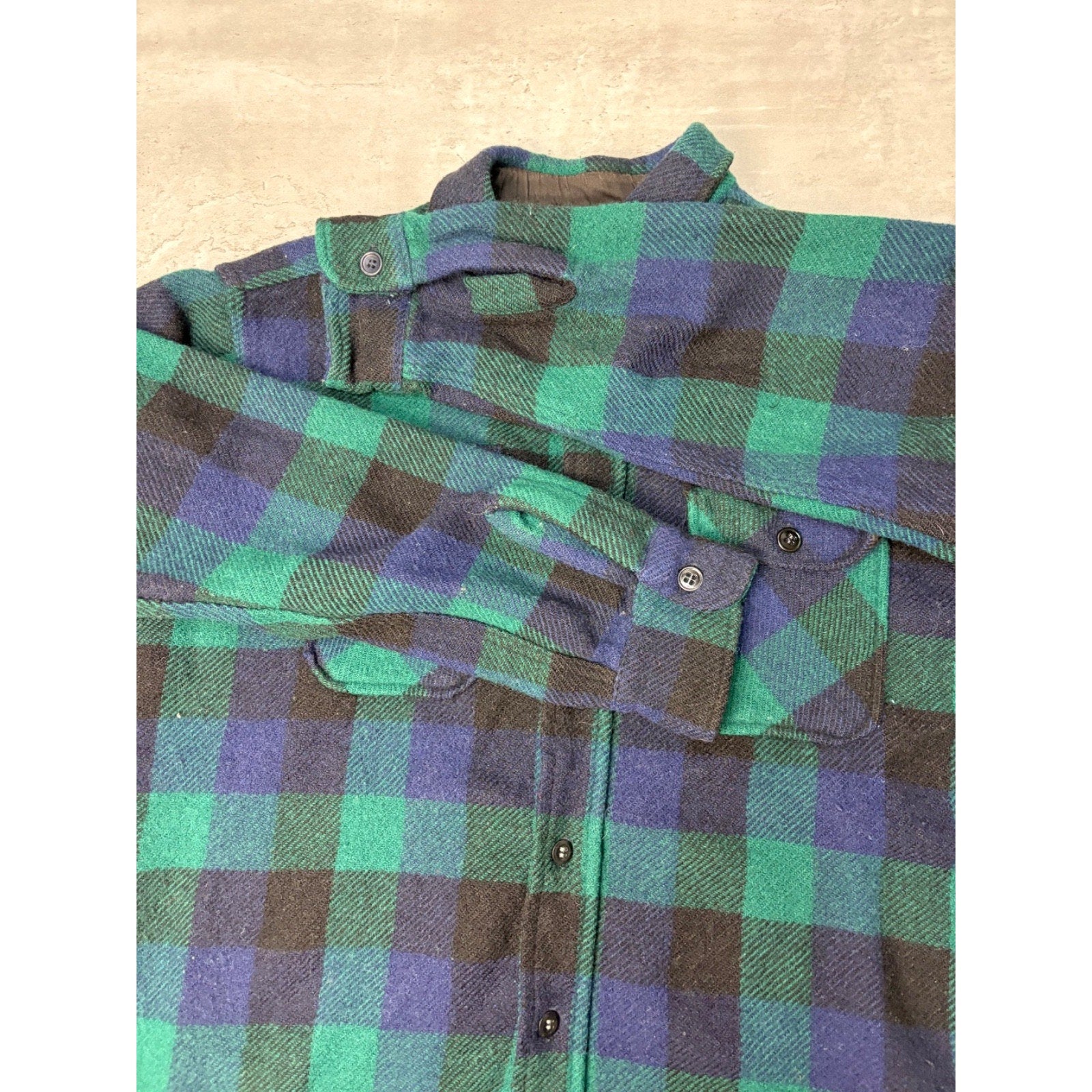 Vintage 1950s/60s King Kobe Heavy Weight Plaid Print Button Up Shirt Size Large