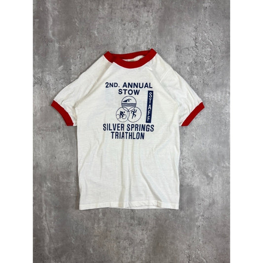 Vintage 1980s 2nd Annual Silver Springs Triathlon Ringer T-Shirt Size Small