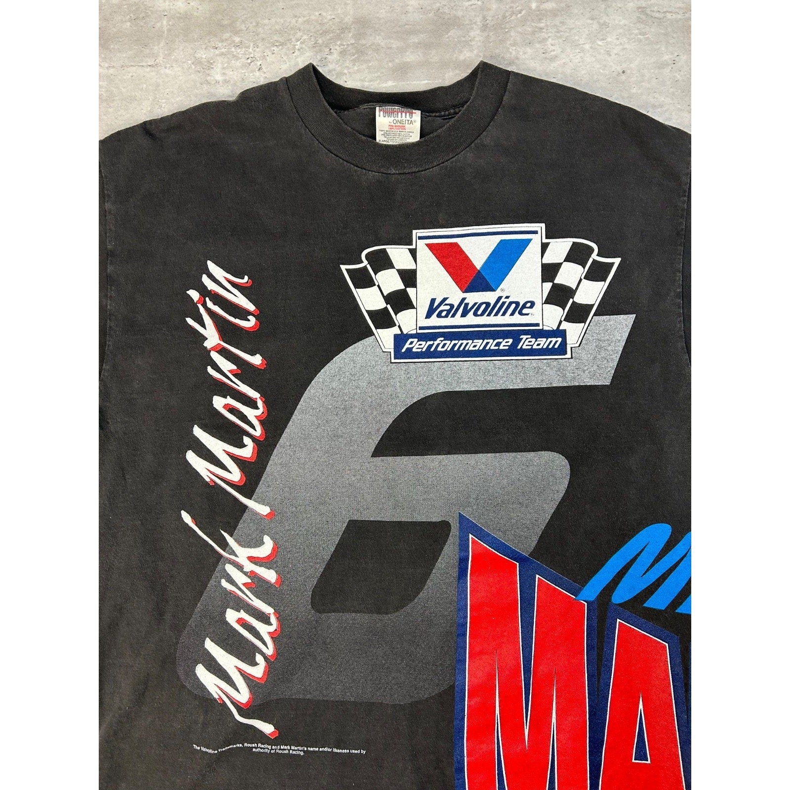 Vintage 90s Mark Martin #6 Nascar Racing Wrap Around Print T-Shirt Size XL