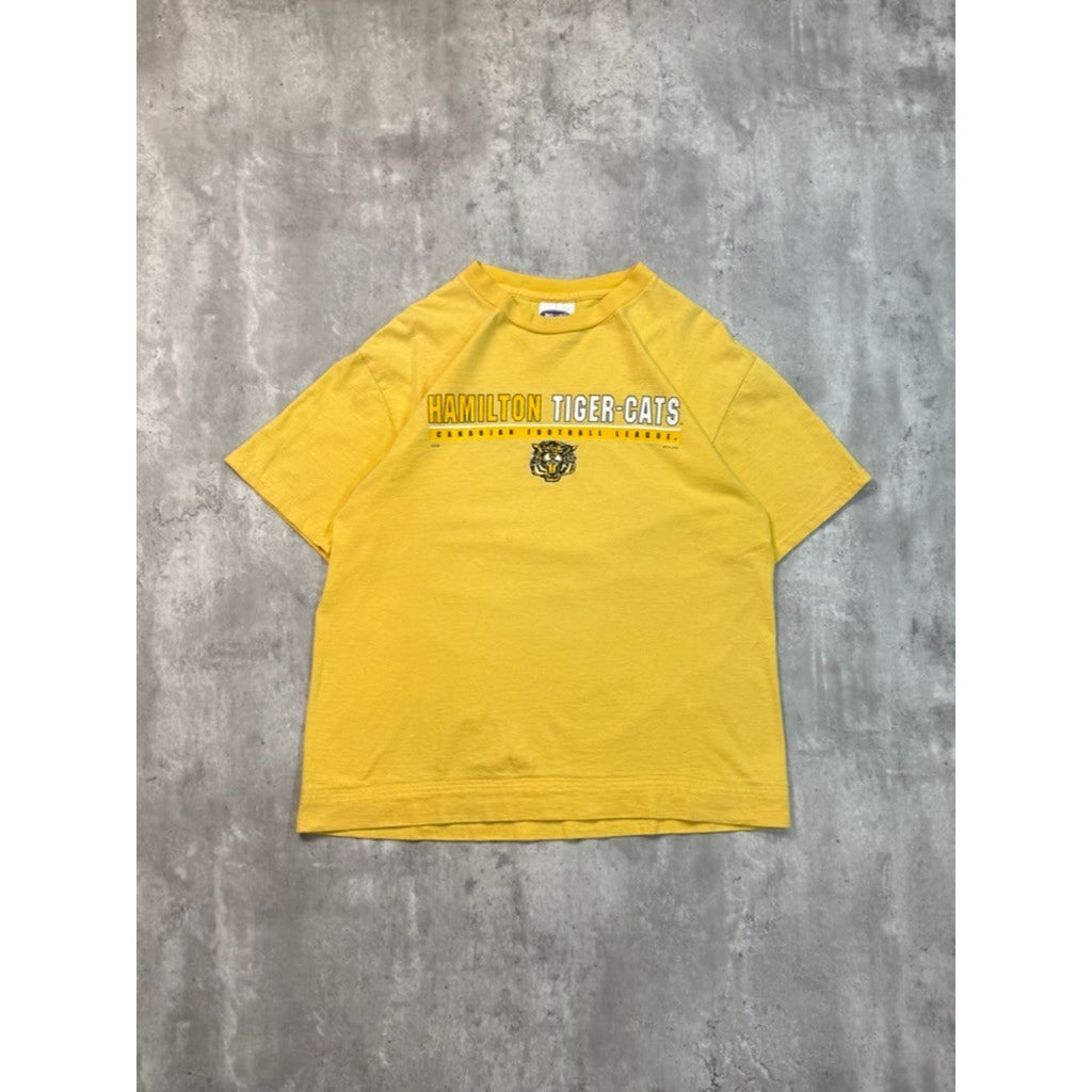 Vintage 2001 Hamilton Tiger Cats CFL Spellout Graphic Football T-Shirt Sz Large