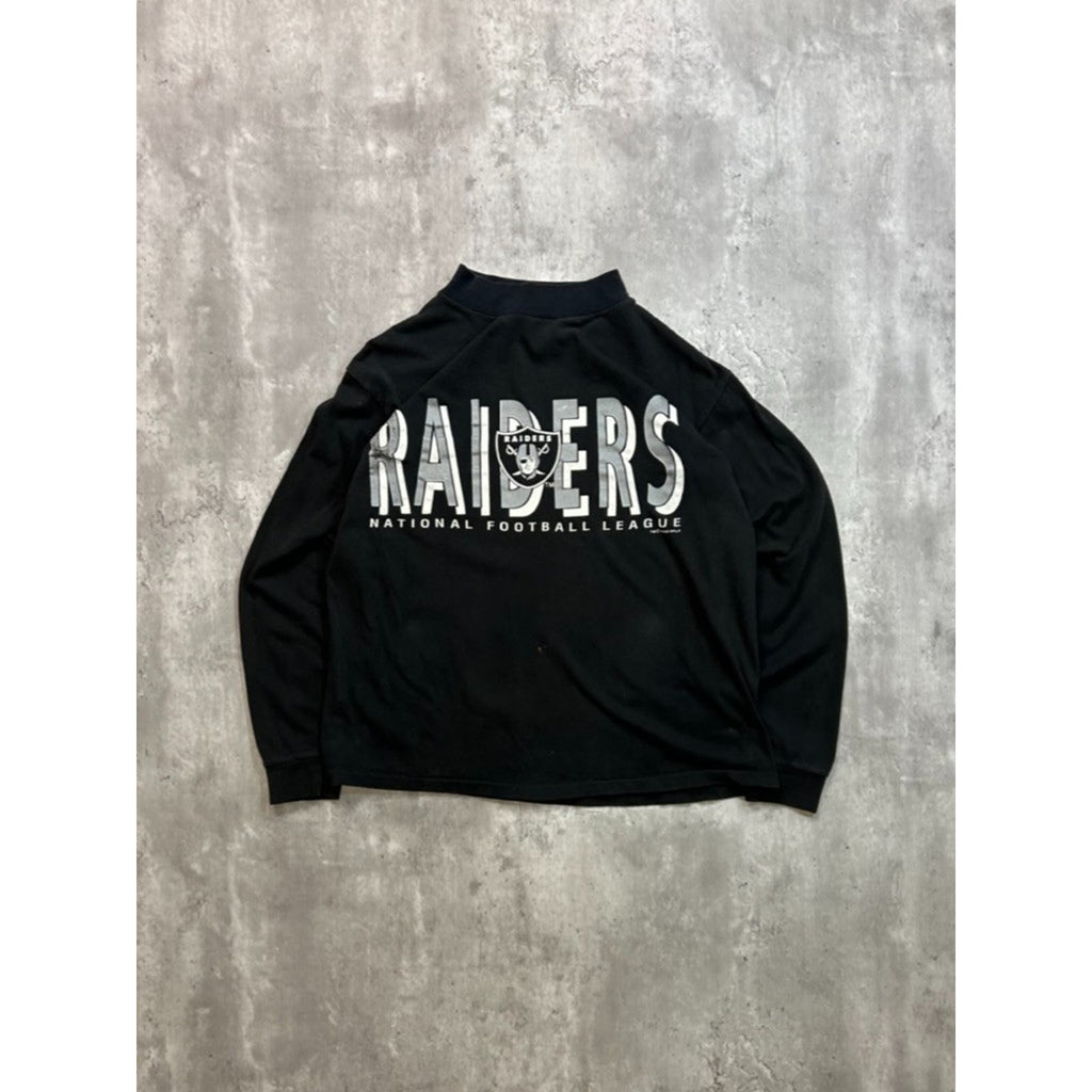 Vintage 1990 Oakland Raiders NFL Spellout Long Sleeve T-Shirt Size Medium