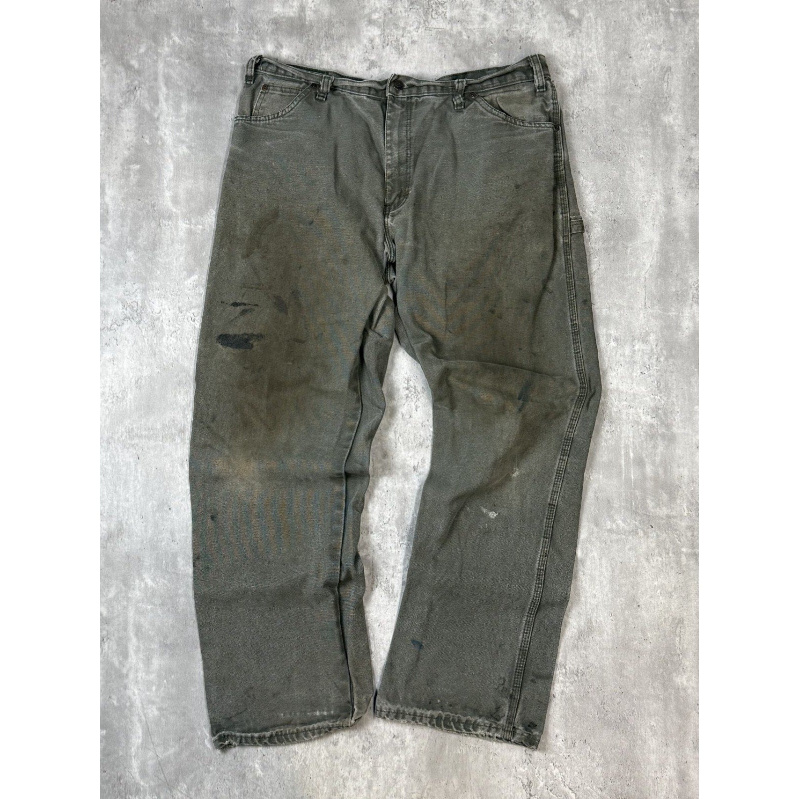 Vintage Dickies Canvas Workwear Carpenter Pants Size 38 Green