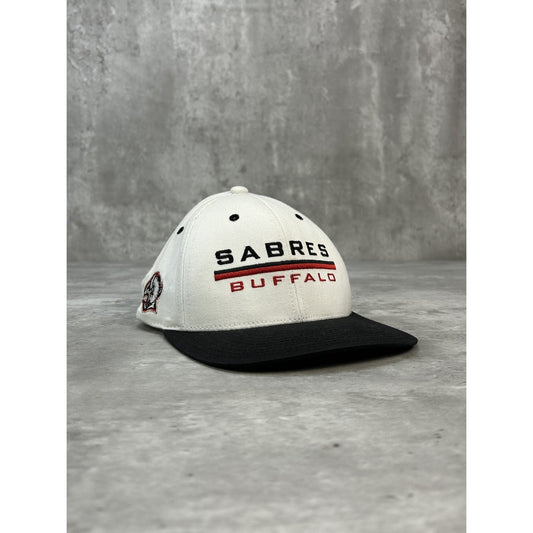 Vintage 90s Buffalo Sabres NHL Embroidered Goat Head Spellout Snapback Hat OSFA