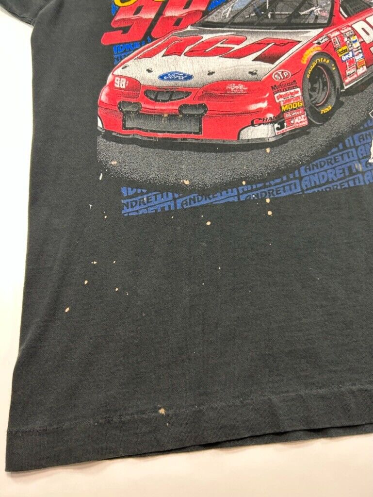 Vintage 90s John Andretti #98 Nascar Racing Graphic T-Shirt Size XL Black