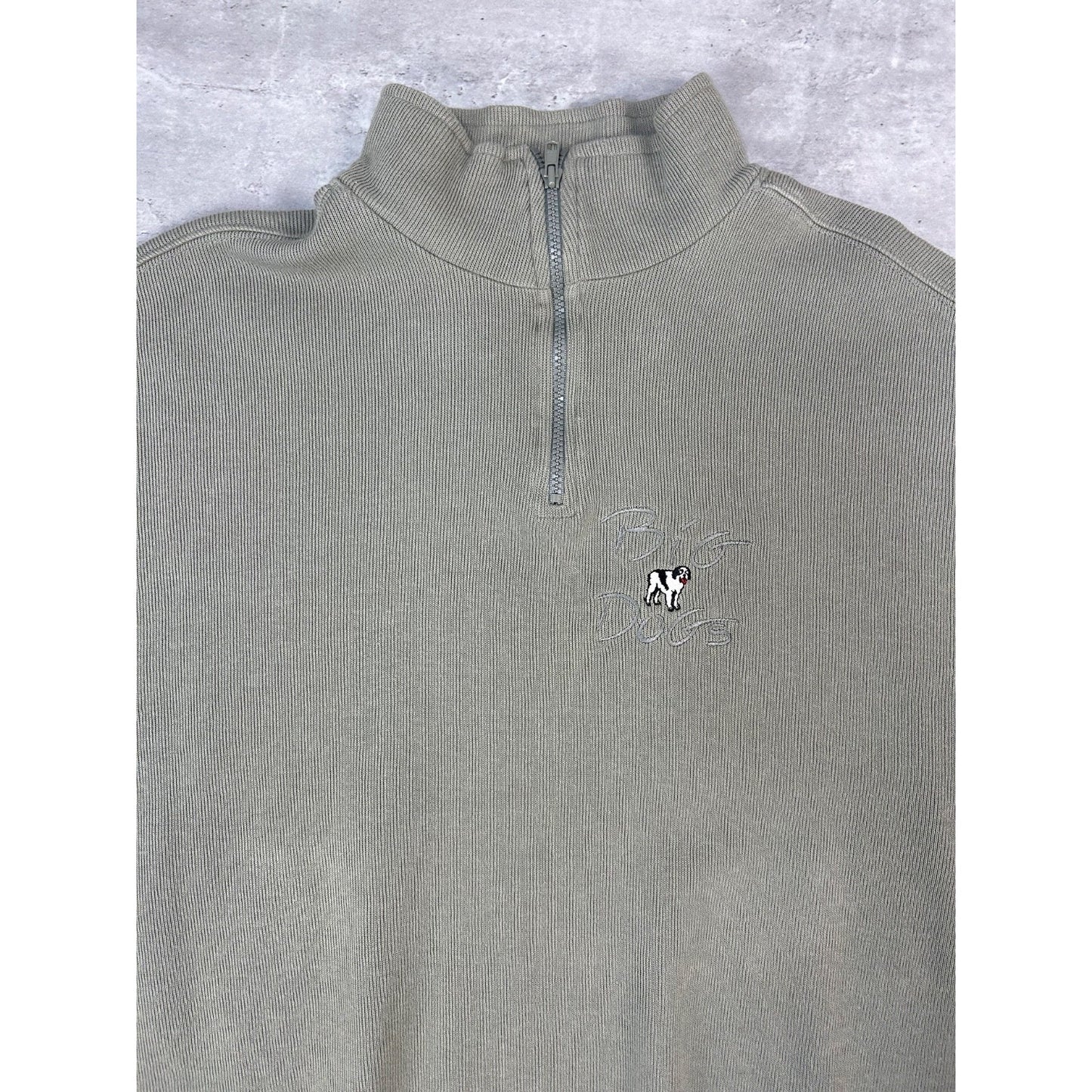 Vintage 90s Big Dogs Embroidered Spellout 1/4 Zip Pullover Sweatshirt Size XL