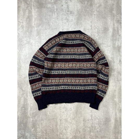 Vintage 80s/90s Chaps Ralph Lauren Geometric Striped Knit Sweater Size Large