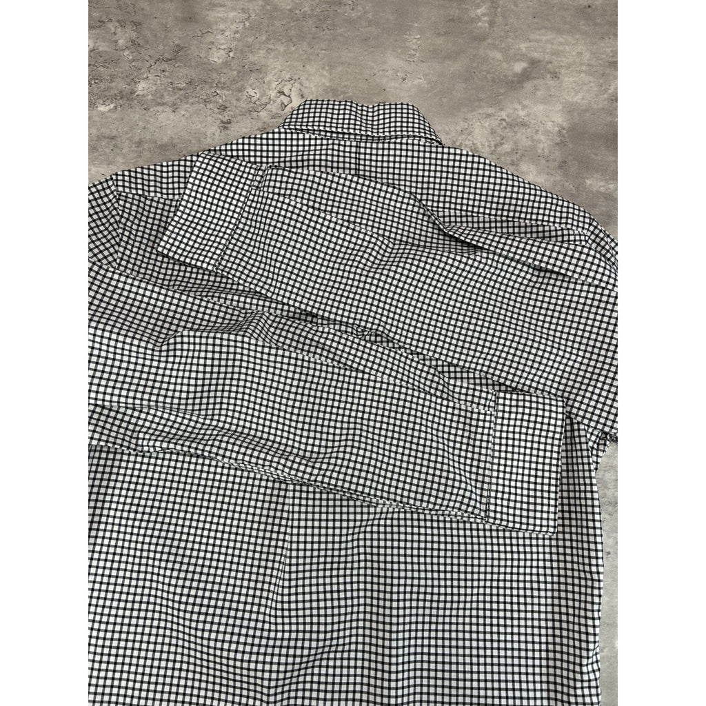 Polo Ralph Lauren Checkered Print Reworked Cropped Button Up Shirt Size Small
