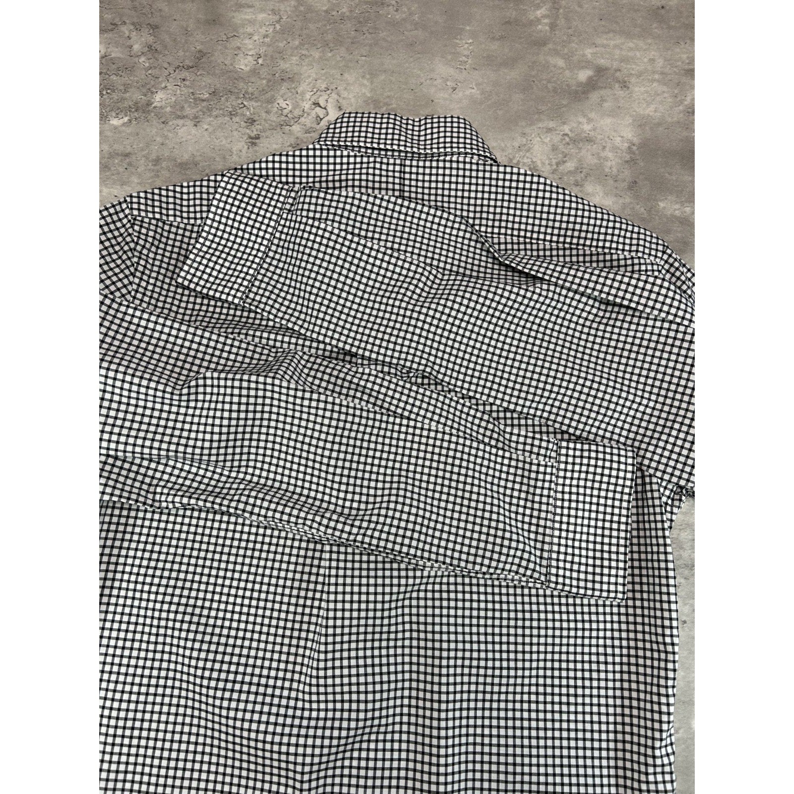 Polo Ralph Lauren Checkered Print Reworked Cropped Button Up Shirt Size Small