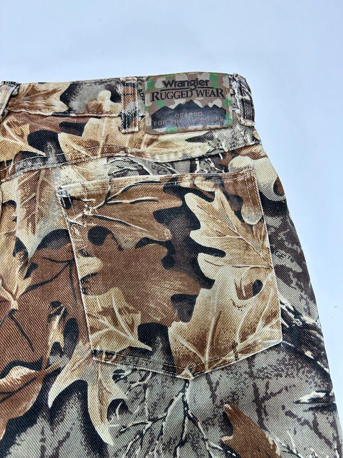 Vintage Wrangler Rugged Wear Quilted Lined Advantage Camo Hunting Pants Size 34W