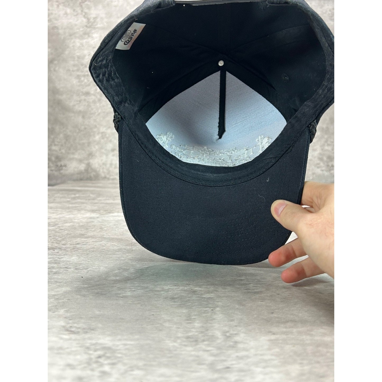 The Devils Den House Of Sin Embroidered Spellout Trucker Snapback Hat OSFA