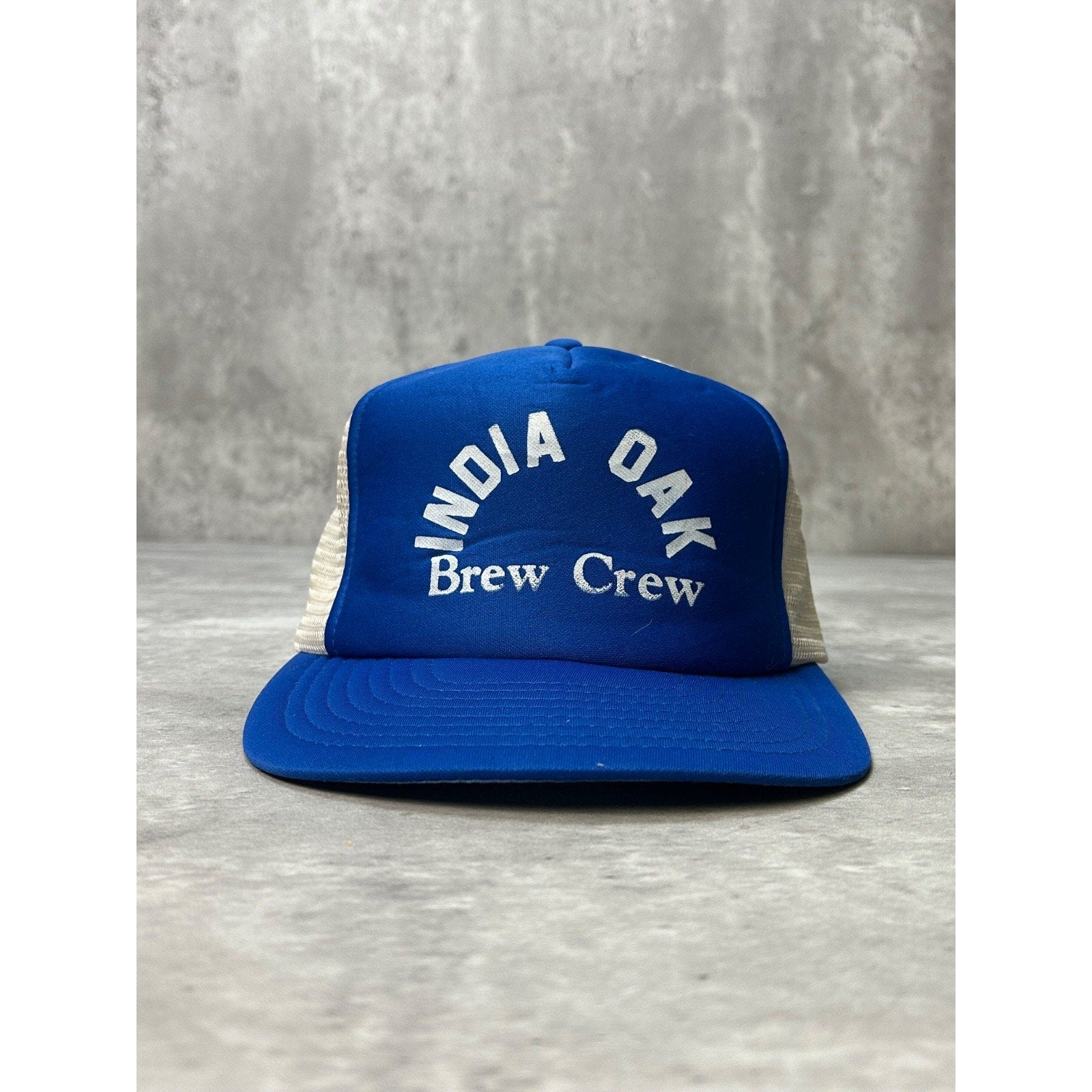 Vintage 80s/90s India Oak Brew Crew Spellout Graphic Trucker Snapback Hat OSFA
