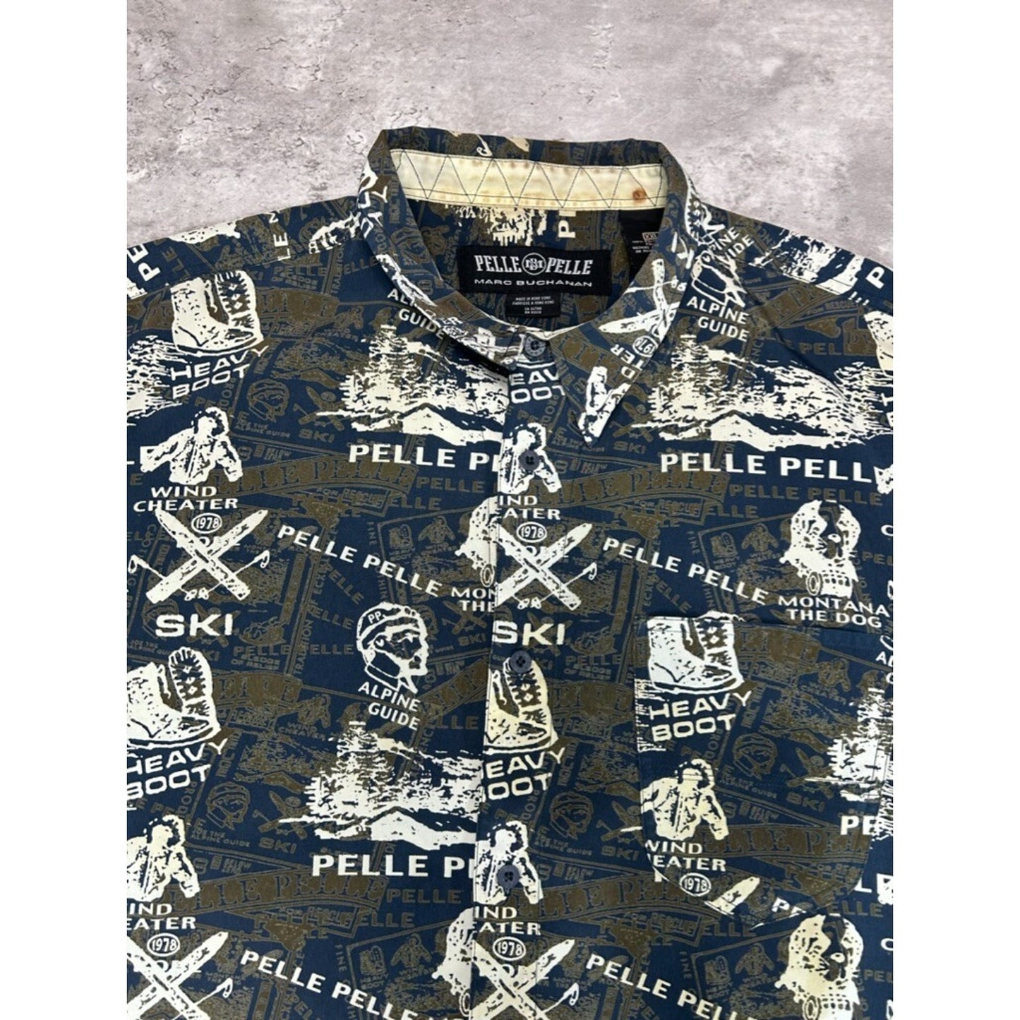 Vintage Y2K Pelle Pelle Ski All Over Print Long Sleeve Button Up Shirt Size XXL