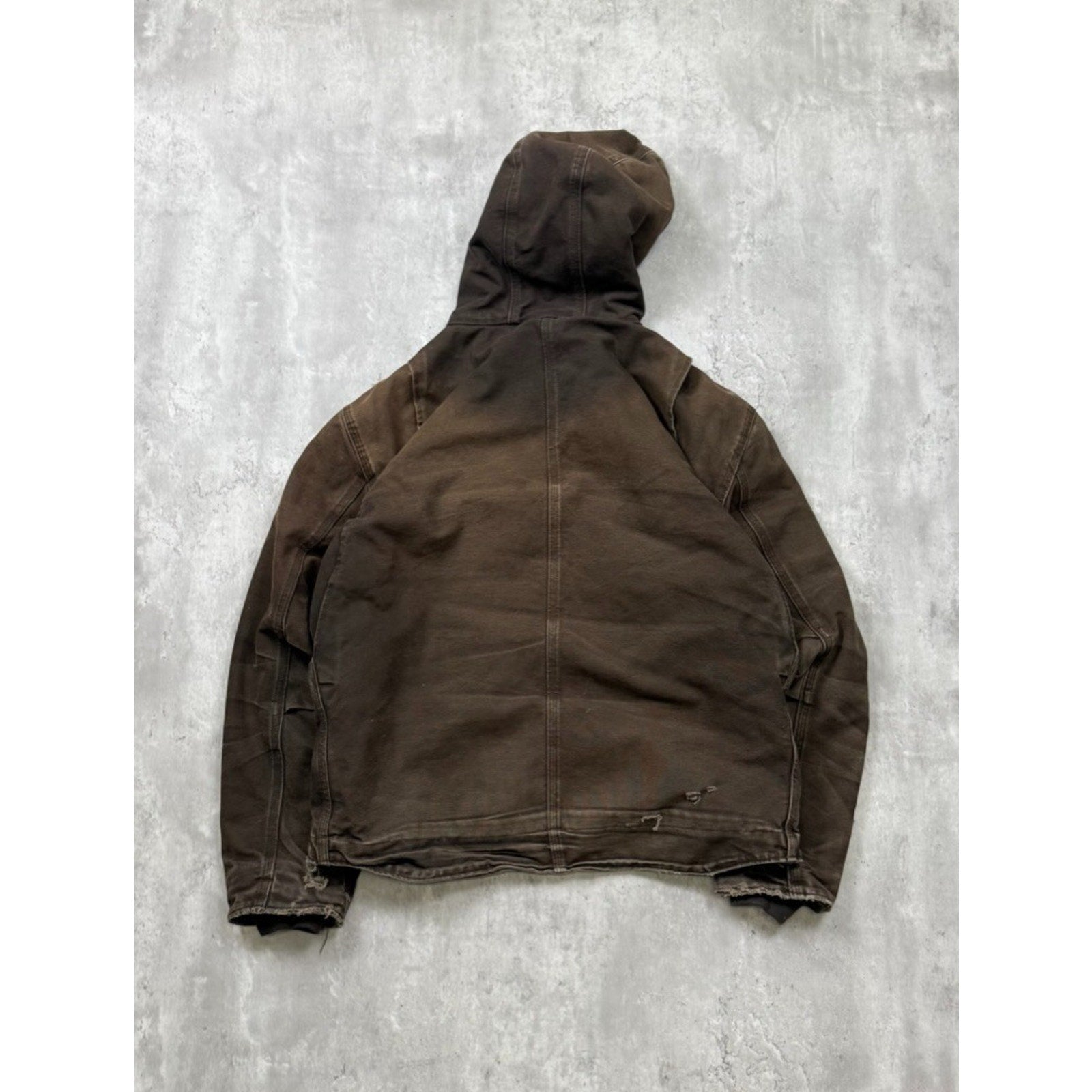 Vintage Carhartt Fleece Lined Canvas Brown Hooded Detroit Jacket Size Large