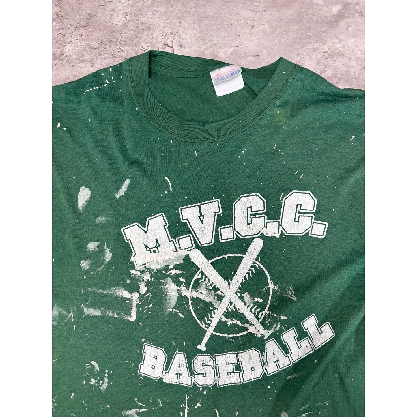 Vintage 90s M.V.C.C Baseball Collegiate Graphic Spellout T-Shirt Size Large