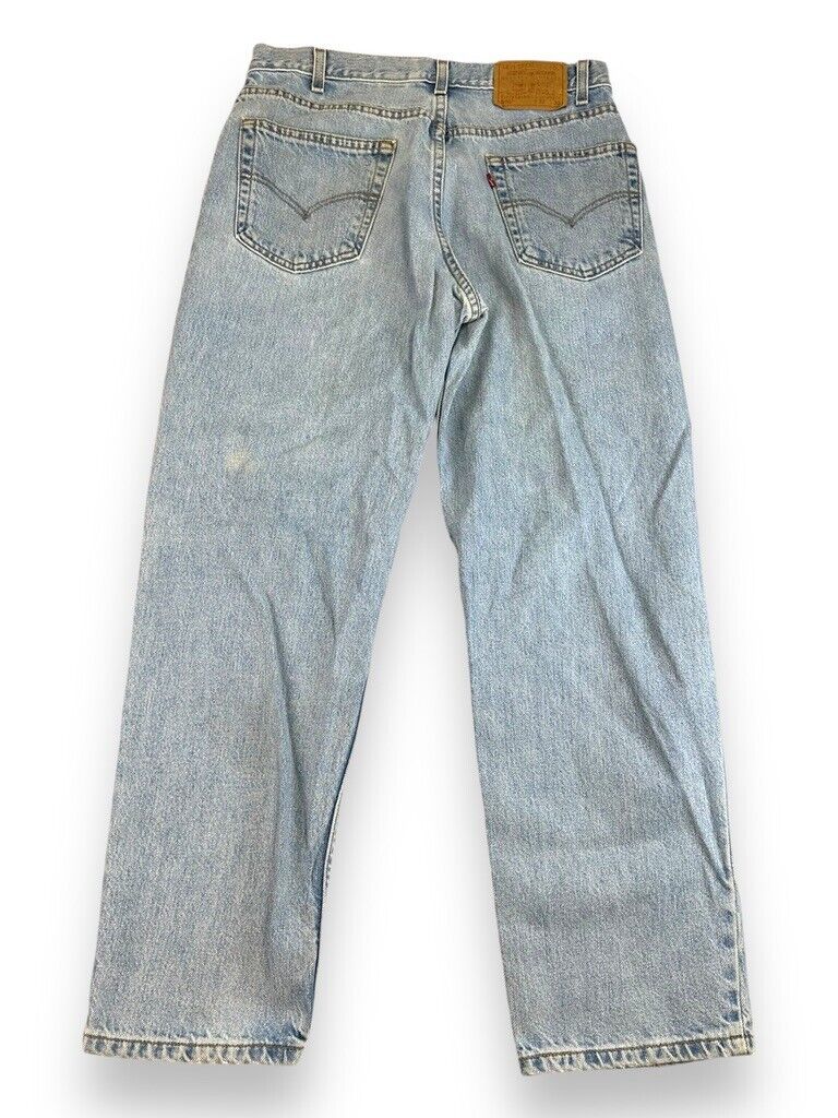 Vintage 90s Levis 550 Relaxed Fit Red Tab Light Wash Denim Pants Size 32W Blue