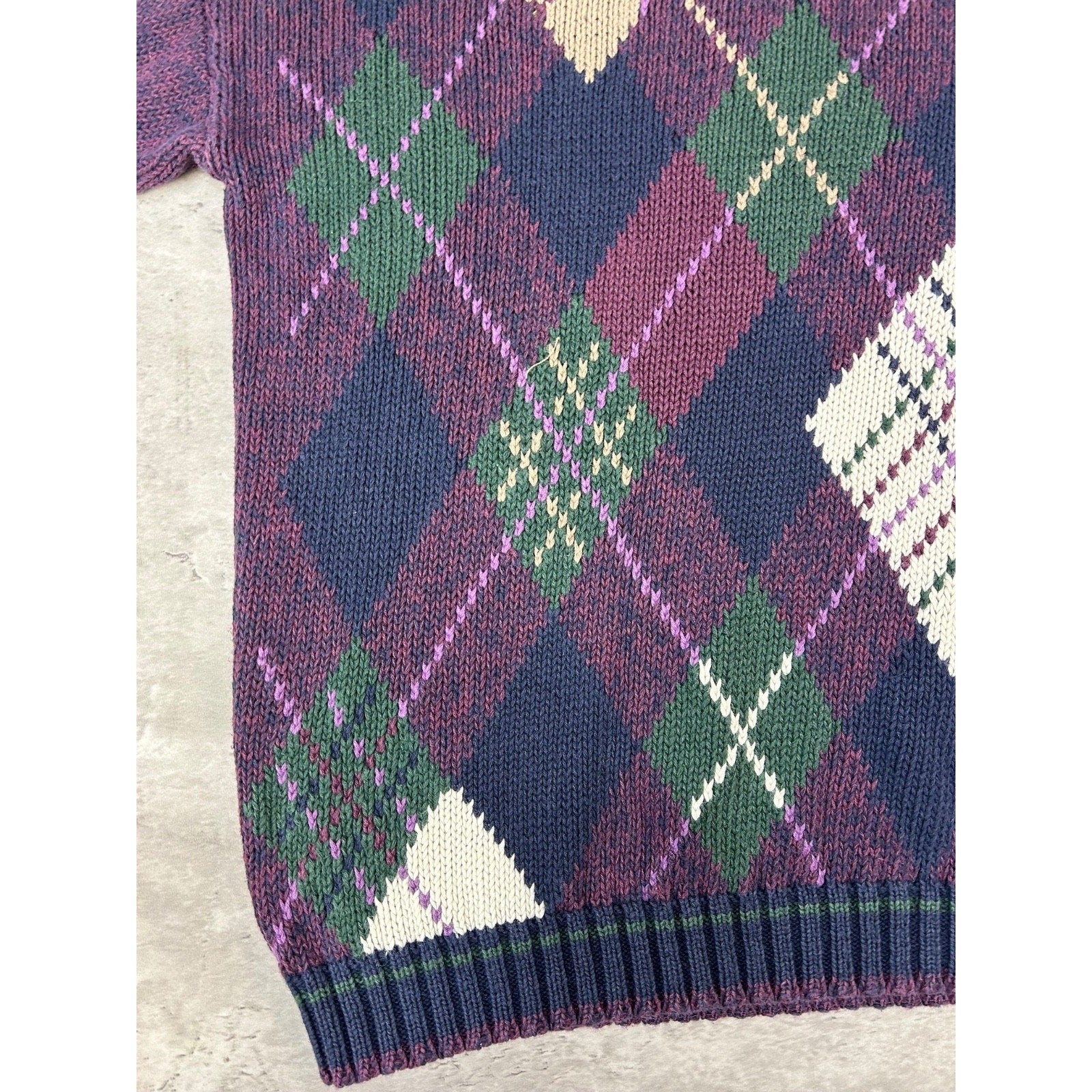 Vintage 90s Bugle Boys Argyle Print Pullover Knit Sweater Size XL
